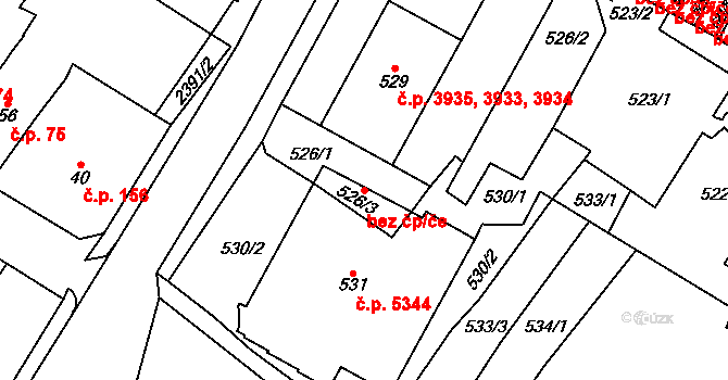 Chomutov 39082393 na parcele st. 526/3 v KÚ Chomutov I, Katastrální mapa