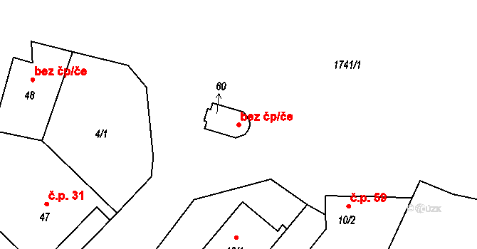 Borkovice 40927393 na parcele st. 60 v KÚ Borkovice, Katastrální mapa