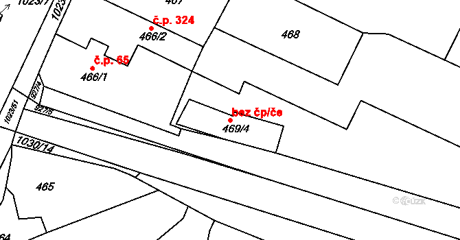 Tetčice 41801393 na parcele st. 469/4 v KÚ Tetčice, Katastrální mapa