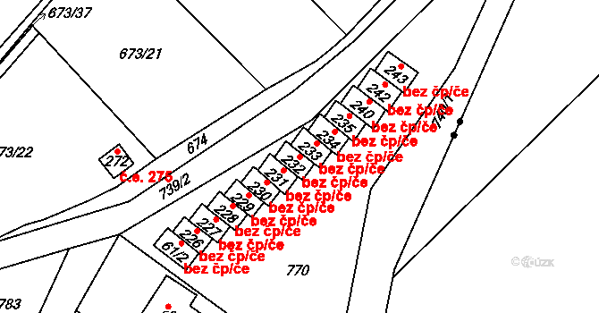 Kraslice 44335393 na parcele st. 232 v KÚ Zelená Hora u Kraslic, Katastrální mapa