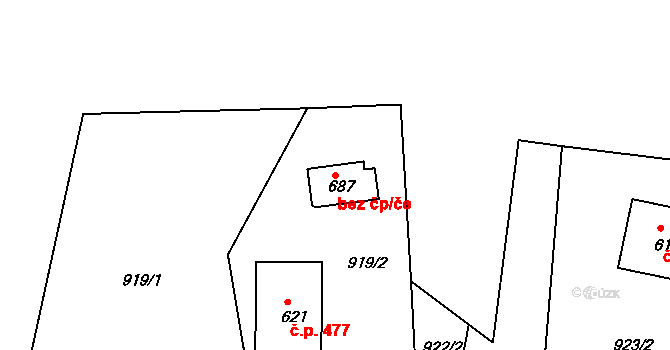 Dolní Podluží 45145393 na parcele st. 687 v KÚ Dolní Podluží, Katastrální mapa