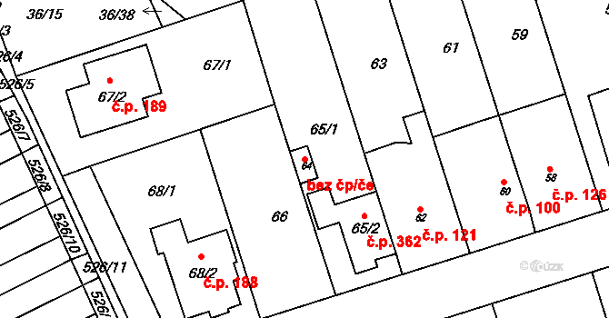 Česká 48484393 na parcele st. 64 v KÚ Česká, Katastrální mapa