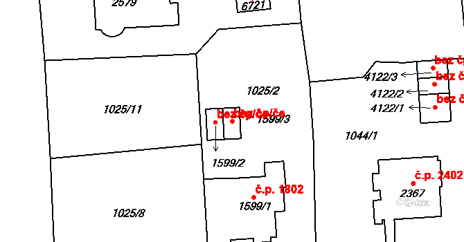 Jablonec nad Nisou 48889393 na parcele st. 1599/3 v KÚ Jablonec nad Nisou, Katastrální mapa