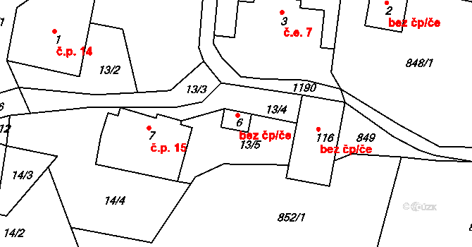 Železný Brod 49456393 na parcele st. 6 v KÚ Horská Kamenice, Katastrální mapa