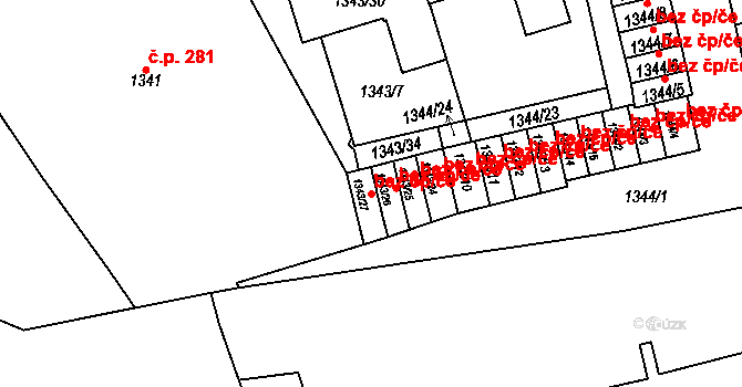 Litvínov 49647393 na parcele st. 1343/27 v KÚ Horní Litvínov, Katastrální mapa
