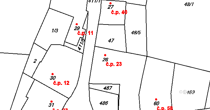 Chacholice 23, Chrast na parcele st. 26 v KÚ Chacholice, Katastrální mapa