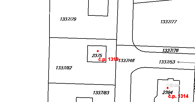 Unhošť 1319 na parcele st. 2375 v KÚ Unhošť, Katastrální mapa