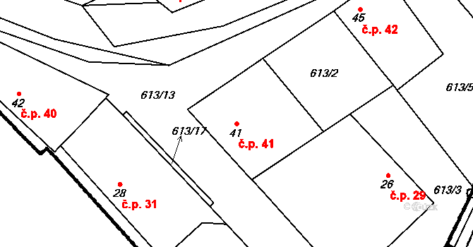 Maletice 41, Protivín na parcele st. 41 v KÚ Maletice, Katastrální mapa