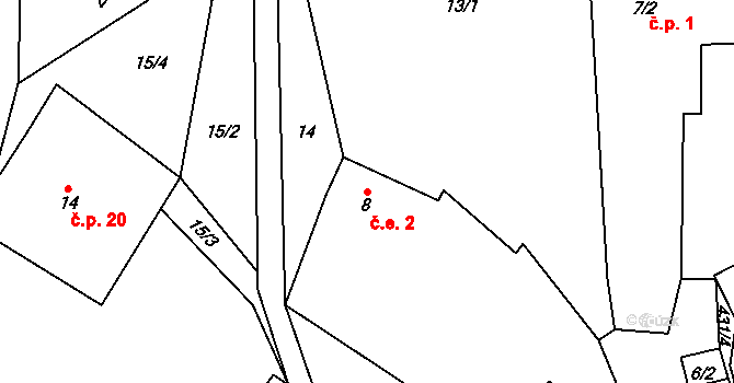 Humpolec 2, Sušice na parcele st. 8 v KÚ Humpolec u Sušice, Katastrální mapa