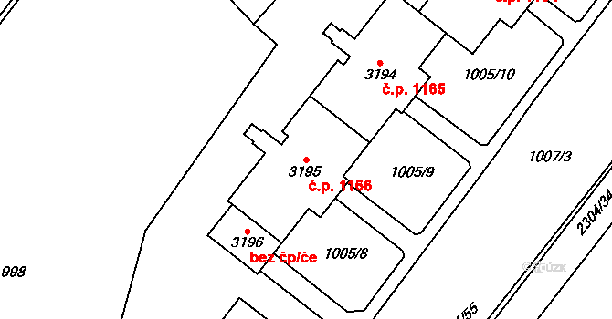 Sušice II 1166, Sušice na parcele st. 3195 v KÚ Sušice nad Otavou, Katastrální mapa