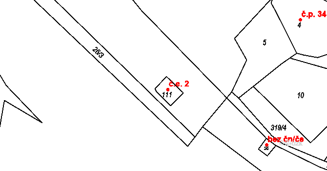 Machovská Lhota 2, Machov na parcele st. 111 v KÚ Machovská Lhota, Katastrální mapa