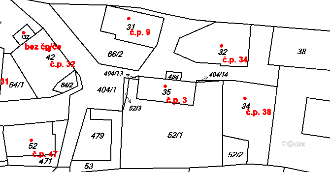 Jizbice 3, Náchod na parcele st. 35 v KÚ Jizbice u Náchoda, Katastrální mapa