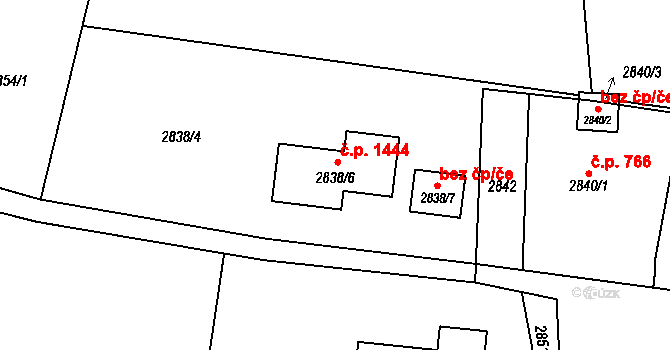 Dolní Lutyně 1444 na parcele st. 2838/6 v KÚ Dolní Lutyně, Katastrální mapa