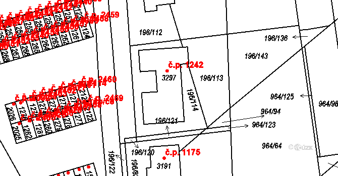 Sezimovo Ústí 1242 na parcele st. 3297 v KÚ Sezimovo Ústí, Katastrální mapa