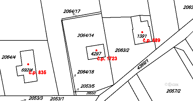 Frenštát pod Radhoštěm 1723 na parcele st. 4297 v KÚ Frenštát pod Radhoštěm, Katastrální mapa