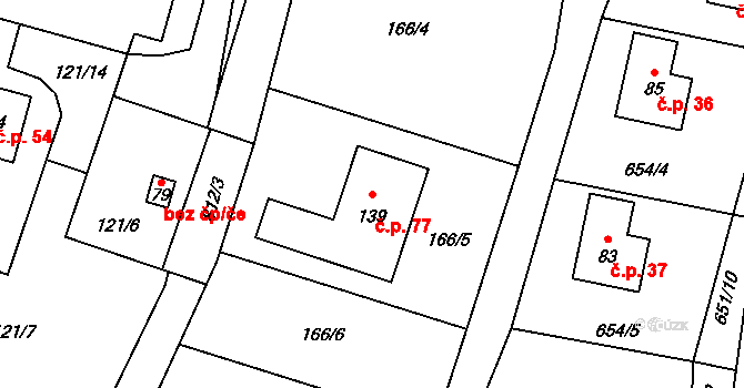 Popice 77, Jihlava na parcele st. 139 v KÚ Popice u Jihlavy, Katastrální mapa