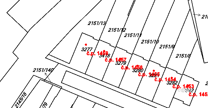 Humpolec 1457 na parcele st. 3418 v KÚ Humpolec, Katastrální mapa