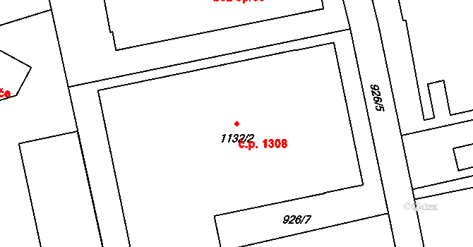 Malenovice 1308, Zlín na parcele st. 1132/2 v KÚ Malenovice u Zlína, Katastrální mapa