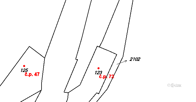 Skuhrov nad Bělou 72 na parcele st. 123 v KÚ Skuhrov nad Bělou, Katastrální mapa