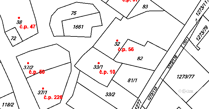 Opatovice 10 na parcele st. 33/1 v KÚ Opatovice u Hranic, Katastrální mapa