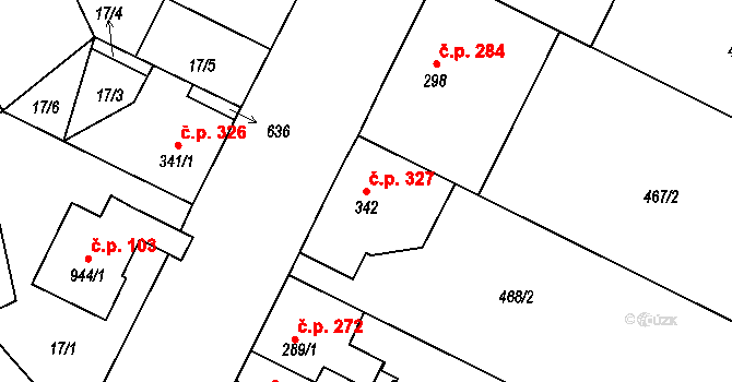 Přerov II-Předmostí 327, Přerov na parcele st. 342 v KÚ Předmostí, Katastrální mapa
