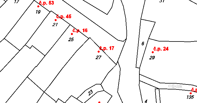 Přerov XII-Žeravice 17, Přerov na parcele st. 27 v KÚ Žeravice, Katastrální mapa