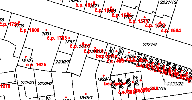 Aš 1 na parcele st. 1948/2 v KÚ Aš, Katastrální mapa