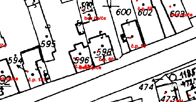 Volduchy 60 na parcele st. 598/1 v KÚ Volduchy, Katastrální mapa