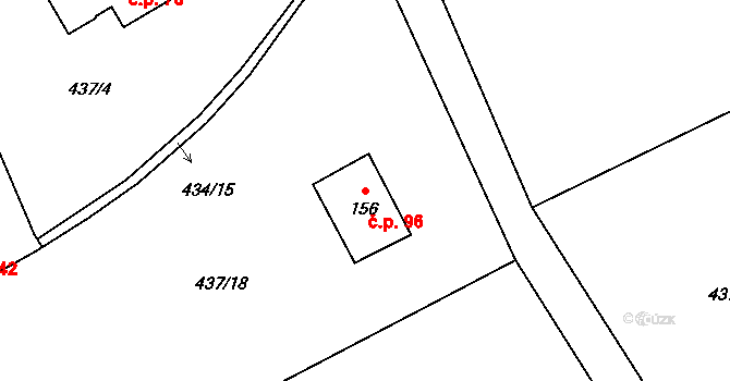 Hamr na Jezeře 96 na parcele st. 156 v KÚ Hamr na Jezeře, Katastrální mapa