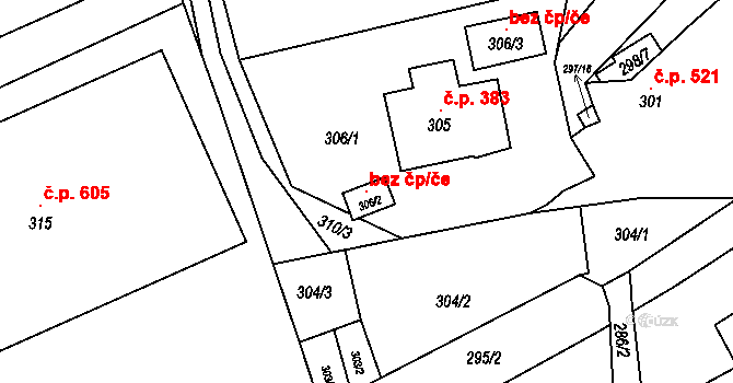 Březnice 147179394 na parcele st. 306/2 v KÚ Březnice u Zlína, Katastrální mapa