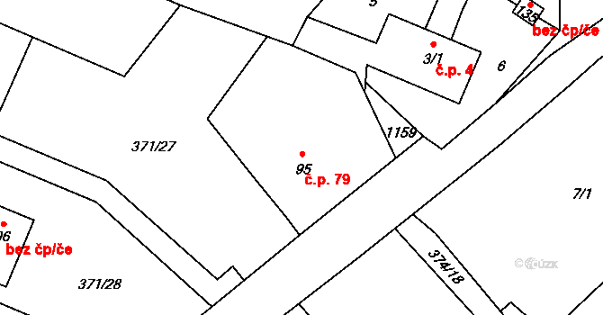 Ošelín 79 na parcele st. 95 v KÚ Ošelín, Katastrální mapa