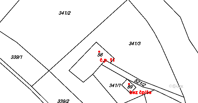 Malá Lhota 11, Libošovice na parcele st. 56 v KÚ Rytířova Lhota, Katastrální mapa