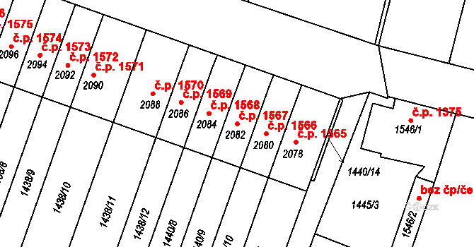 Hořice 1567 na parcele st. 2082 v KÚ Hořice v Podkrkonoší, Katastrální mapa