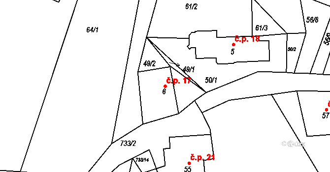 Rviště 17, Orlické Podhůří na parcele st. 6 v KÚ Rviště, Katastrální mapa