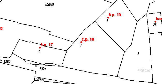 Kozlov 18, Střelské Hoštice na parcele st. 7 v KÚ Kozlov nad Otavou, Katastrální mapa