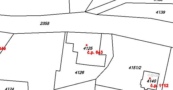 Smržovka 643 na parcele st. 4125 v KÚ Smržovka, Katastrální mapa