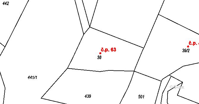 Lubno 63, Frýdlant nad Ostravicí na parcele st. 38 v KÚ Lubno, Katastrální mapa