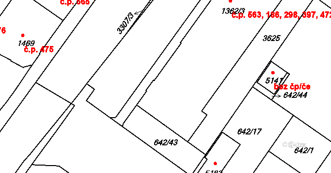 Kolín V 186,298,397,472,563, Kolín na parcele st. 1362/3 v KÚ Kolín, Katastrální mapa