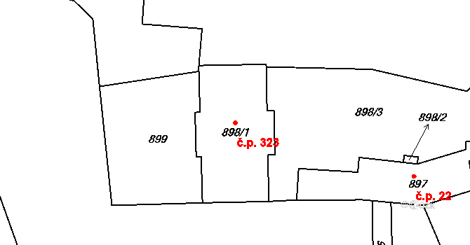 Michle 323, Praha na parcele st. 898/1 v KÚ Michle, Katastrální mapa