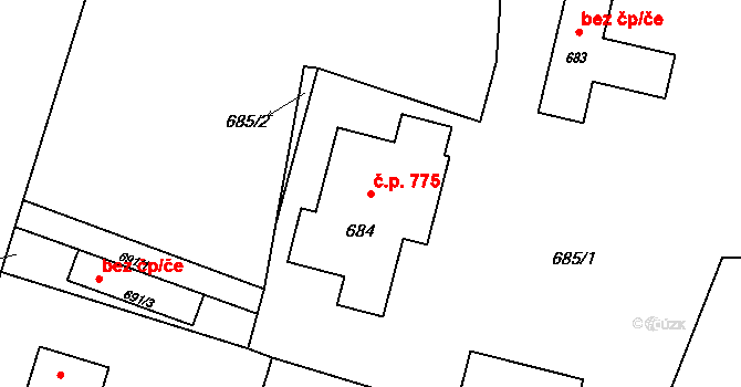Horní Těrlicko 775, Těrlicko na parcele st. 684 v KÚ Horní Těrlicko, Katastrální mapa