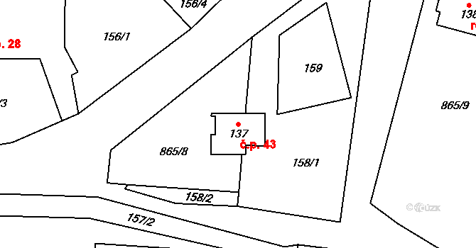 Studená Loučka 43, Mohelnice na parcele st. 137 v KÚ Studená Loučka, Katastrální mapa