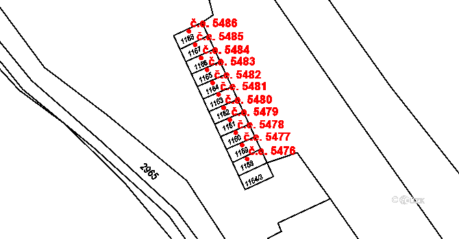 Kadaň 5479 na parcele st. 1161 v KÚ Kadaň, Katastrální mapa