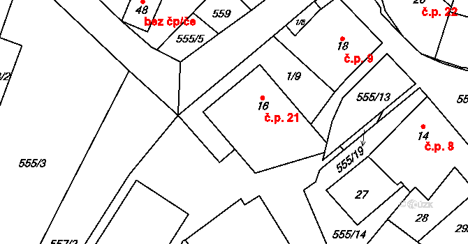 Veselí 21, Dalečín na parcele st. 16 v KÚ Veselí u Dalečína, Katastrální mapa