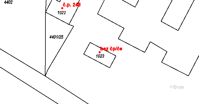 Hrušovany nad Jevišovkou 42208394 na parcele st. 1023 v KÚ Hrušovany nad Jevišovkou, Katastrální mapa