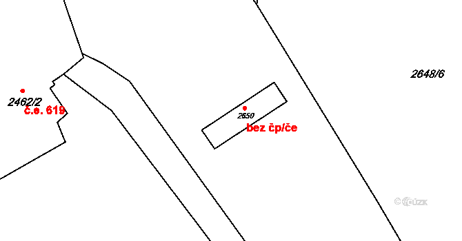 Blučina 42787394 na parcele st. 2650 v KÚ Blučina, Katastrální mapa