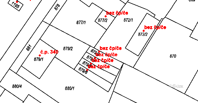 Čejč 44766394 na parcele st. 879/3 v KÚ Čejč, Katastrální mapa
