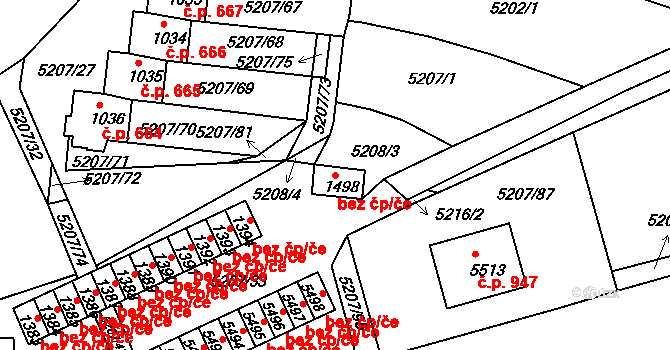 Kralovice 46525394 na parcele st. 1498 v KÚ Kralovice u Rakovníka, Katastrální mapa