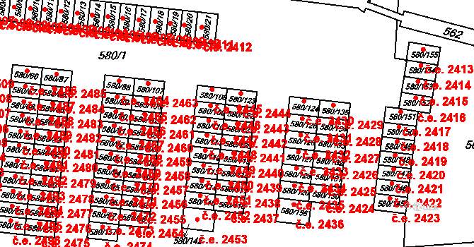 Bludovice 2442, Havířov na parcele st. 580/121 v KÚ Bludovice, Katastrální mapa