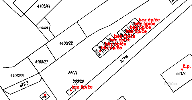 Černošice 49418394 na parcele st. 860/18 v KÚ Černošice, Katastrální mapa