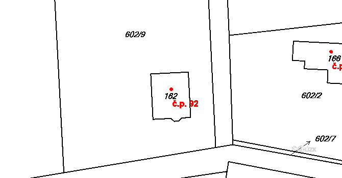 Řešetova Lhota 92, Studnice na parcele st. 162 v KÚ Řešetova Lhota, Katastrální mapa